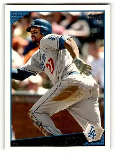 Original gloss baseball card of Matt Kemp Los Angeles Dodgers player sliding into base
