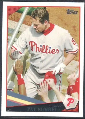 Baseball trading card of Pat Burrell in Phillies uniform from 2009 Topps NM-MT