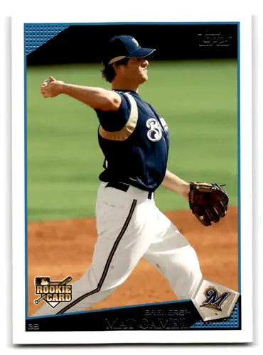 Original gloss baseball rookie card featuring Mat Gamel of the Brewers