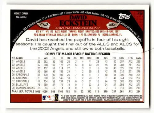 David Eckstein Arizona Diamondbacks baseball card from 2009 Topps series