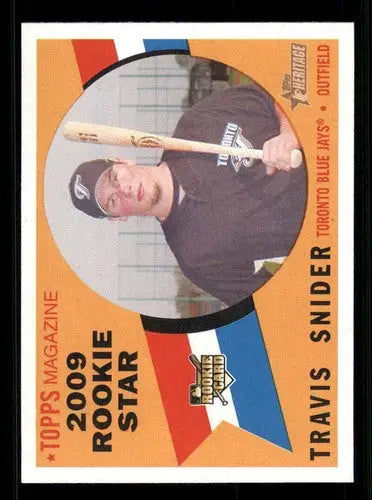 Original gloss 2009 Topps Heritage Travis Snider Rookie Baseball Card Blue Jays