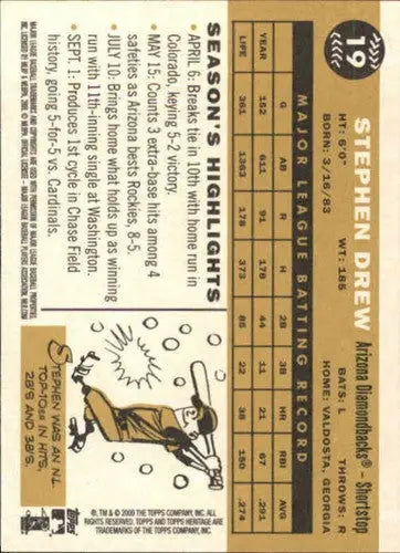 2009 Topps Heritage #19 Stephen Drew NM-MT Diamondbacks - Baseball Card Single