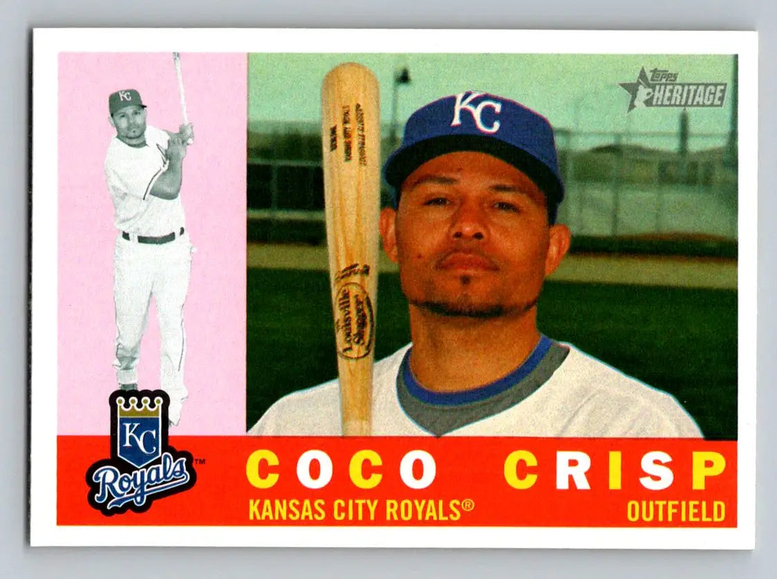 Coco Crisp 2009 Topps Heritage #544 card featuring Kansas City Royals player