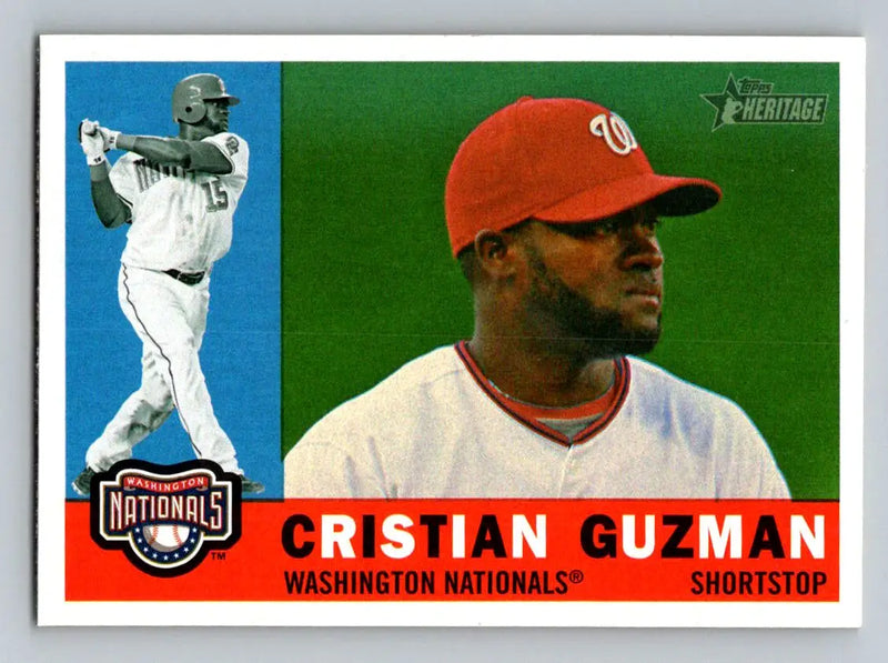 Cristian Guzman 2009 Topps Heritage #548 baseball card featuring Washington Nationals