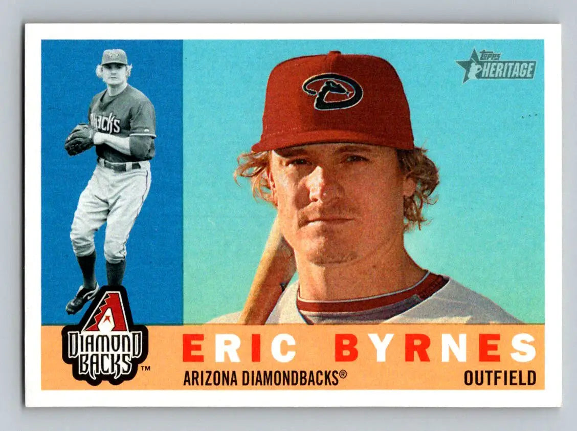 Eric Byrnes 2009 Topps Heritage #566 baseball card featuring Arizona Diamondbacks design