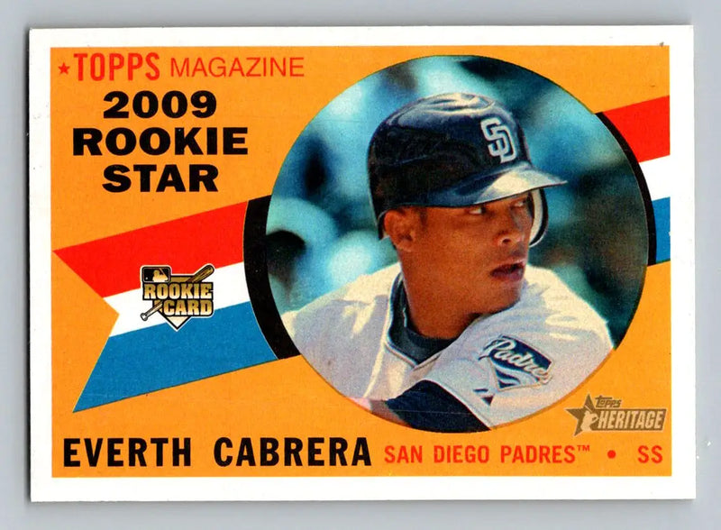 Everth Cabrera rookie baseball card from 2009 Topps Heritage San Diego Padres