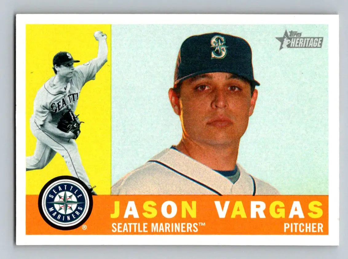 Jason Vargas 2009 Topps Heritage #597 baseball card for Seattle Mariners collectors
