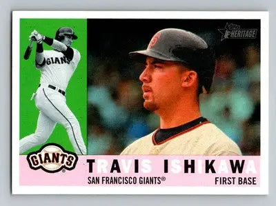 Travis Ishikawa 2009 Topps Heritage baseball card San Francisco Giants collectible