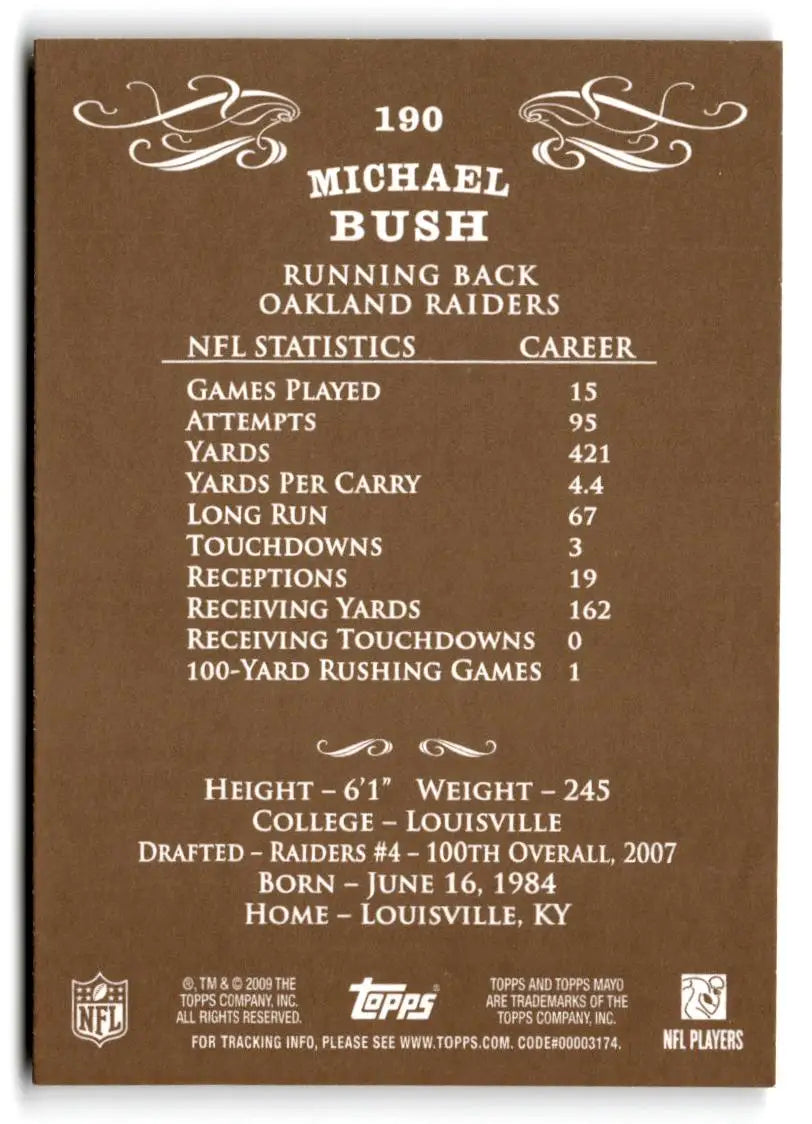 2009 Topps Mayo #190 Michael Bush - Football Card Single