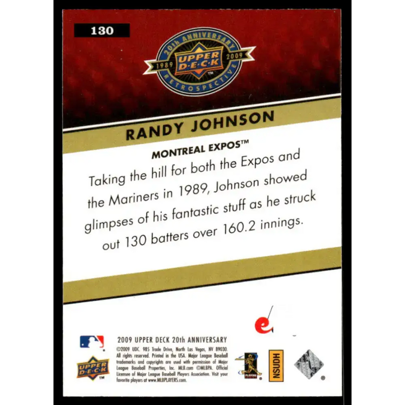 2009 Upper Deck #130 Randy Johnson EX/NM Montreal Expos Baseball Card - Baseball Card Single