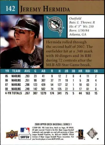 2009 Upper Deck #142 Jeremy Hermida NM-MT Marlins ID:72088 - Baseball Card Single