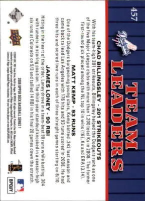 2009 Upper Deck #457 James Loney/Chad Billingsley/Matt Kemp NM-MT Dodgers TL - Baseball Card Single