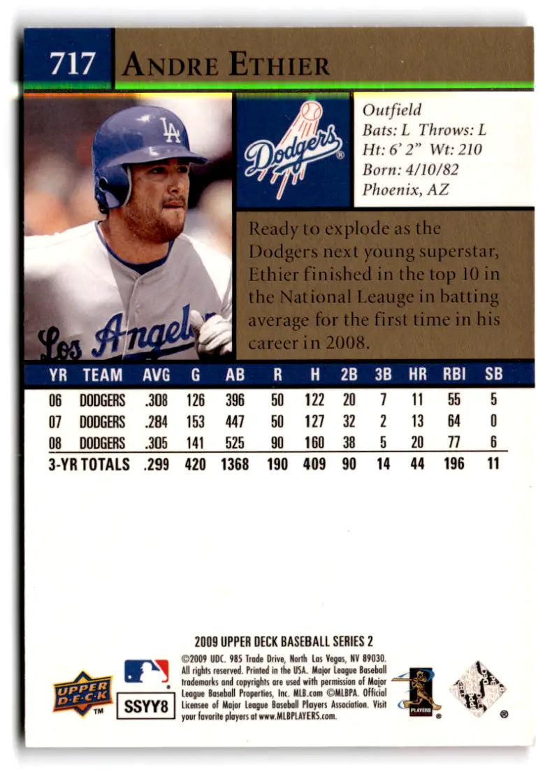 2009 Upper Deck #717 Andre Ethier NM-MT Dodgers ID:81482 - Baseball Card Single