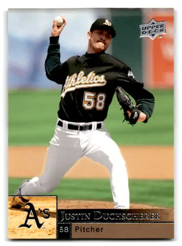 Baseball card featuring Justin Duchscherer with original gloss from 2009 Upper Deck