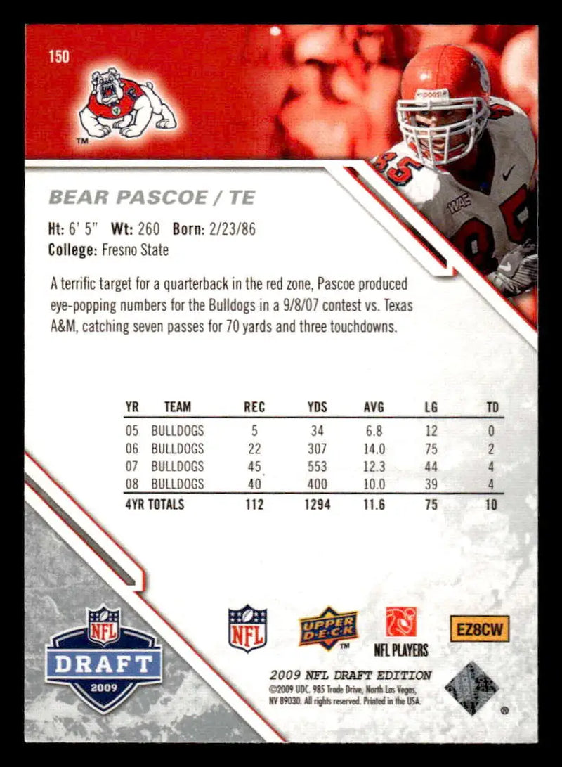 2009 Upper Deck Draft Edition #150 Bear Pascoe - Football Card Single