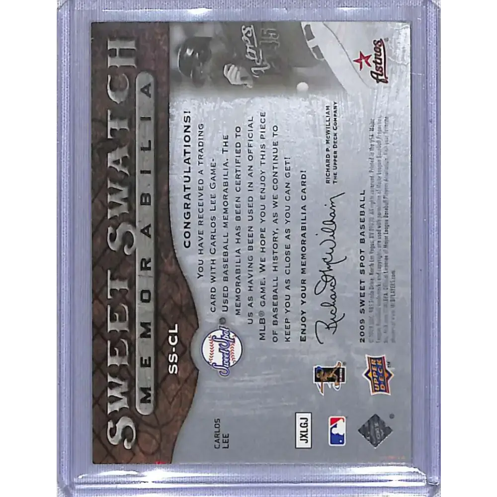2009 Upper Deck Sweet Spot #SS-CL Carlos Lee Swatches NM-MT Baseball Card - Baseball Card Single