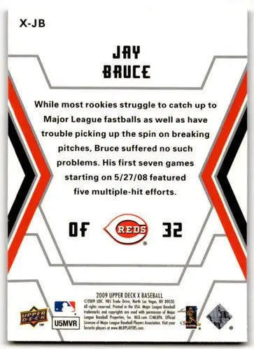Original gloss of Jay Bruce baseball card from 2009 Upper Deck X Xponential Reds