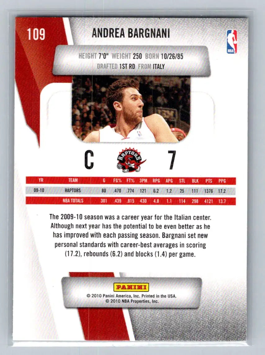 2010-11 Panini Prestige #109 Andrea Bargnani Toronto Raptors - Basketball Card Single