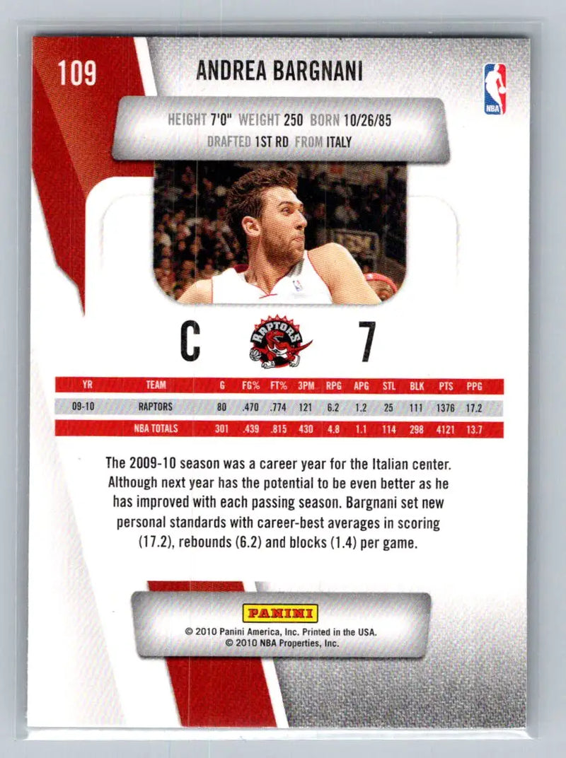 2010-11 Panini Prestige #109 Andrea Bargnani Toronto Raptors - Basketball Card Single