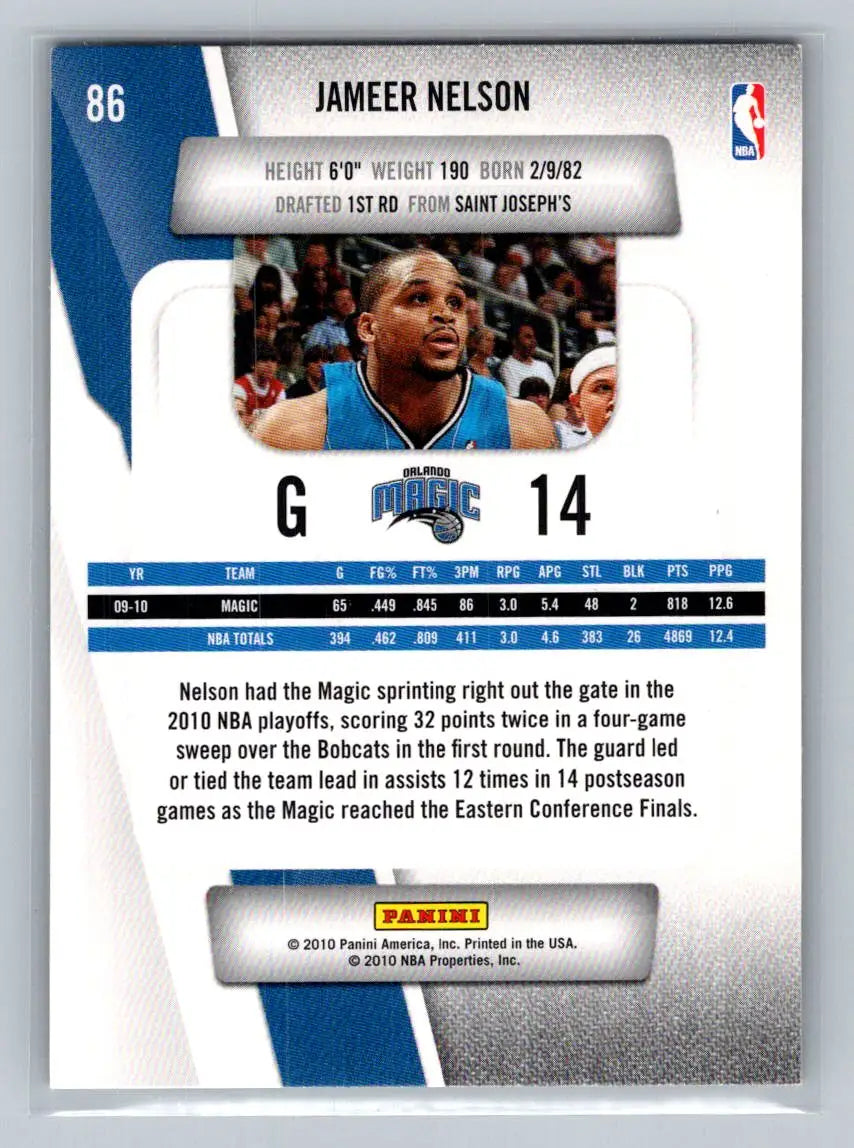2010-11 Panini Prestige #86 Jameer Nelson Orlando Magic - Basketball Card Single