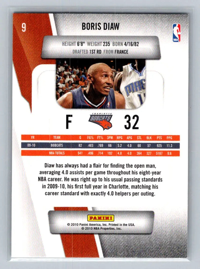 2010-11 Panini Prestige #9 Boris Diaw Charlotte Bobcats - Basketball Card Single