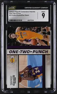 2010-11 Playoff Contenders Patches Kobe Bryant and Pau Gasol basketball card with patches