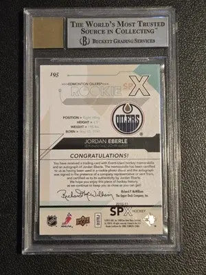 2010-11 SPx #195 Jordan Eberle BGS 8.5 / 10 auto #/499 RC - Hockey Card Single