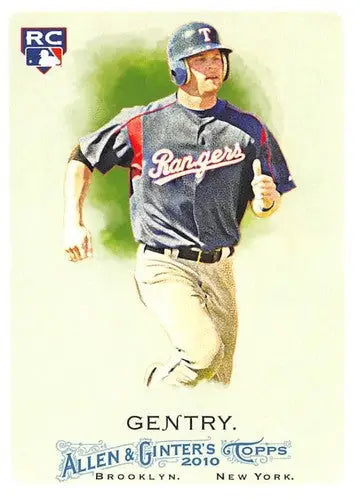 Original gloss baseball card featuring Craig Gentry rookie Rangers from 2010 Allen and Ginter