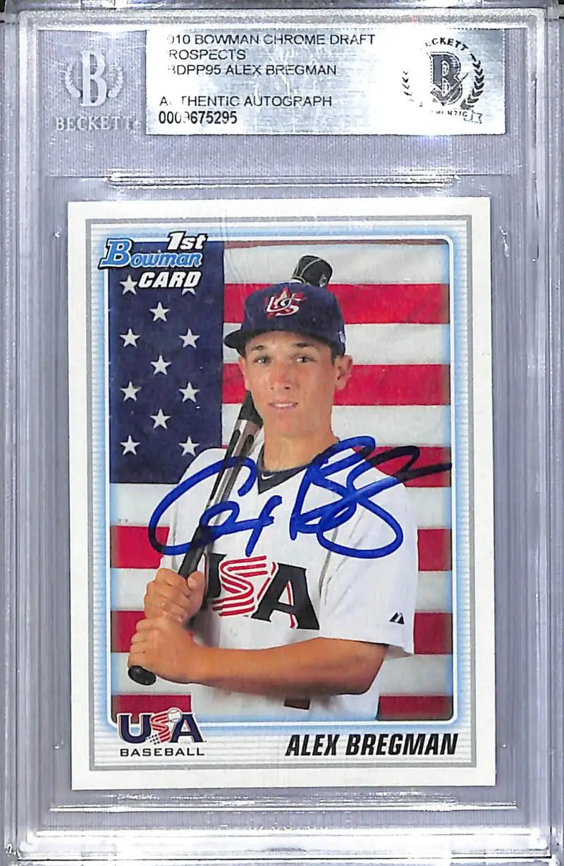 2010 Bowman Chrome Draft Prospects #BDPP95 Alex Bregman Beckett Authentic Auto - Baseball Card Single
