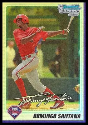 2010 Bowman Chrome Prospects Purple Refractors #BCP40 Domingo Santana #836/999 - Baseball Card Single