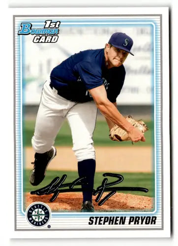Original gloss of 2010 Bowman Draft Prospects BDPP18 Stephen Pryor Mariners baseball card