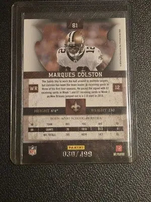 2010 Panini Plates & Patches #61 Marques Colston #/499 - Football Card Single