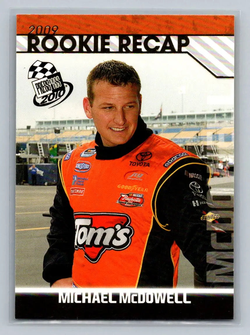 2010 Press Pass #76 Michael McDowell Gold JTG Daugherty Racing - Racing Card Single