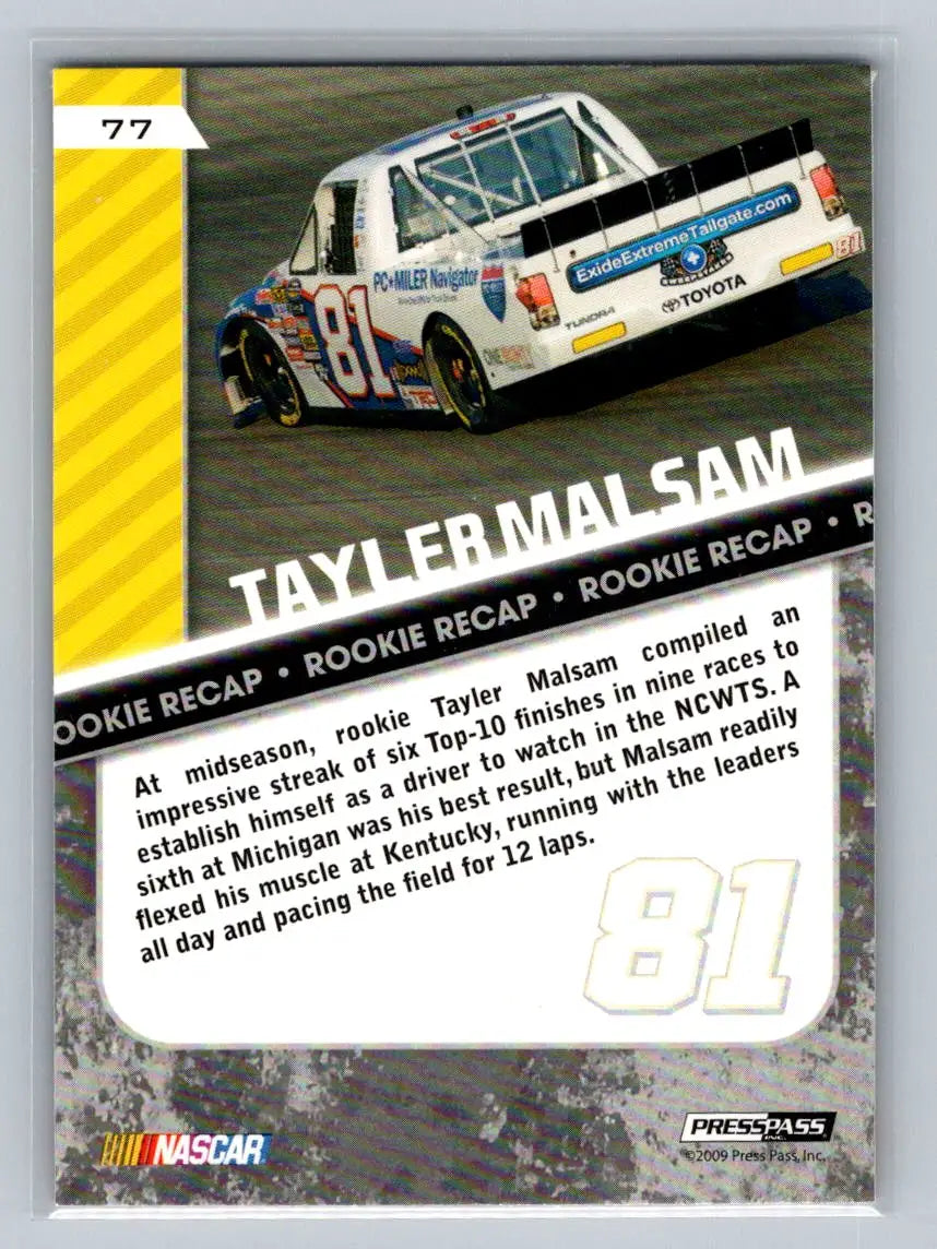 2010 Press Pass #77 Tayler Malsam Randy Moss Motorsports - Racing Card Single