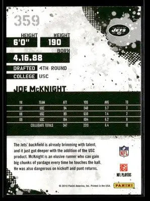 2010 Score Joe McKnight #359 RC New York Jets - Football Card Single