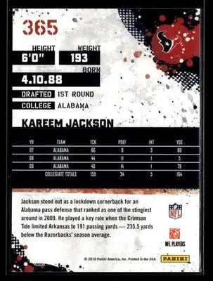 2010 Score Kareem Jackson #365 RC Houston Texans - Football Card Single
