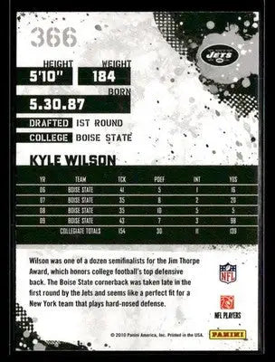 2010 Score Kyle Wilson #366 RC New York Jets - Football Card Single