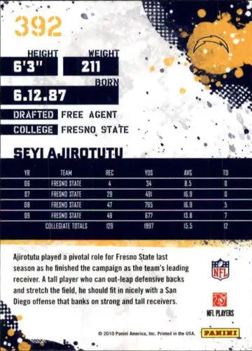 2010 Score Rookie #392 Seyi Ajirotutu NM-MT RC Rookie Chargers - Football Card Single