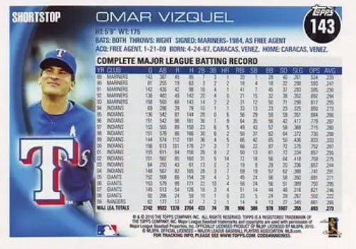 Omar Vizquel baseball card from 2010 Topps #143 with original gloss NM-MT