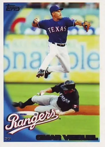 Original gloss baseball card of Omar Vizquel NM-MT from 2010 Topps #143 Rangers