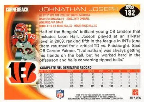 2010 Topps #182 Johnathan Joseph NM-MT Bengals ID:81335 - Football Card Single
