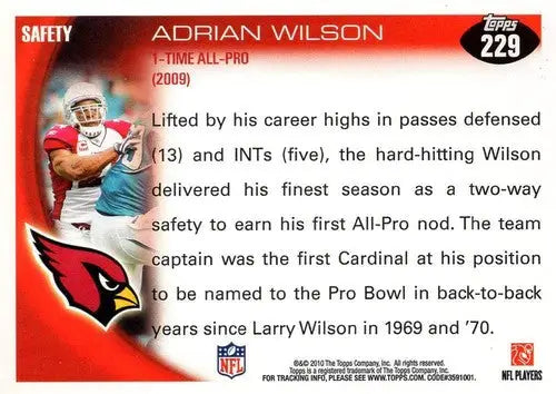 2010 Topps #229 Adrian Wilson NM-MT Cardinals AP ID:81345 - Football Card Single