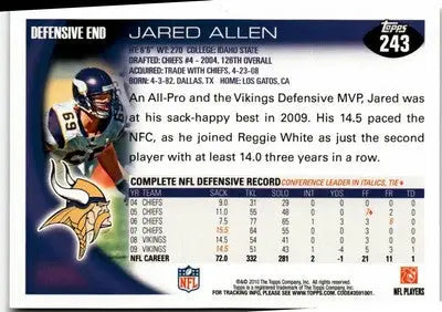 2010 Topps #243 Jared Allen - Football Card Single