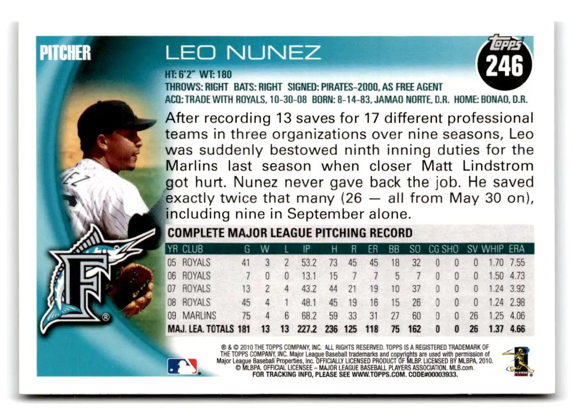 2010 Topps #246 Leo Nunez - Baseball Card Single