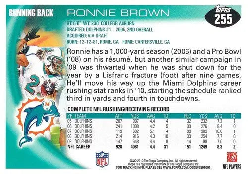 2010 Topps #255 Ronnie Brown NM-MT Dolphins ID:81349 - Football Card Single