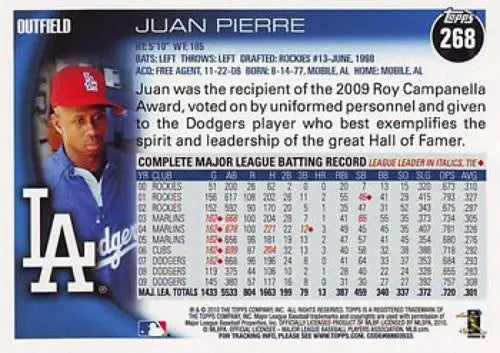 Juan Pierre baseball card with original gloss from 2010 Topps #268 NM-MT Dodgers