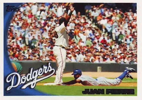 Baseball card showing Juan Pierre NR-MT with original gloss from 2010 Topps Dodgers