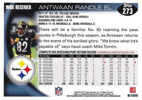 2010 Topps #273 Antwaan Randle El NM-MT Steelers ID:81352 - Football Card Single