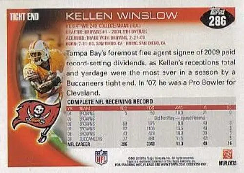 2010 Topps #286 Kellen Winslow NM-MT Buccaneers ID:81353 - Football Card Single