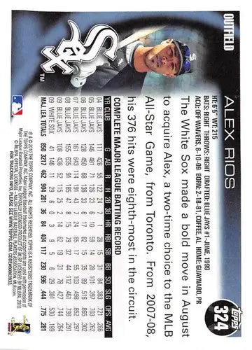 2010 Topps #324 Alex Rios NM-MT White Sox - Baseball Card Single
